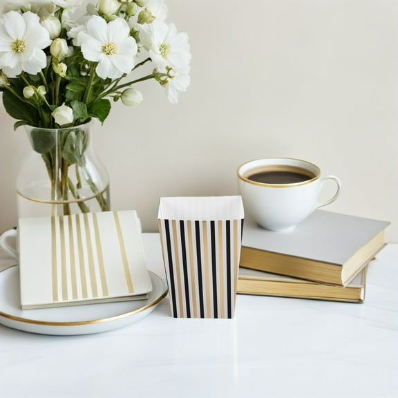 LIFKOME 4pcs Striped Popcorn Boxes Popcorn Bucket Candy Container For Birthday Party Holiday And Picnic Reusable Snack Containers For Kids And Adults