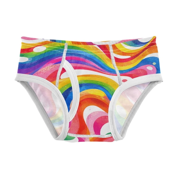 Cotton Triangle Briefs 2T-8Y, Comfortable Breathable Safety Standard Toddler & Little Kids Underwear Groovy Rainbow Swirl Pattern