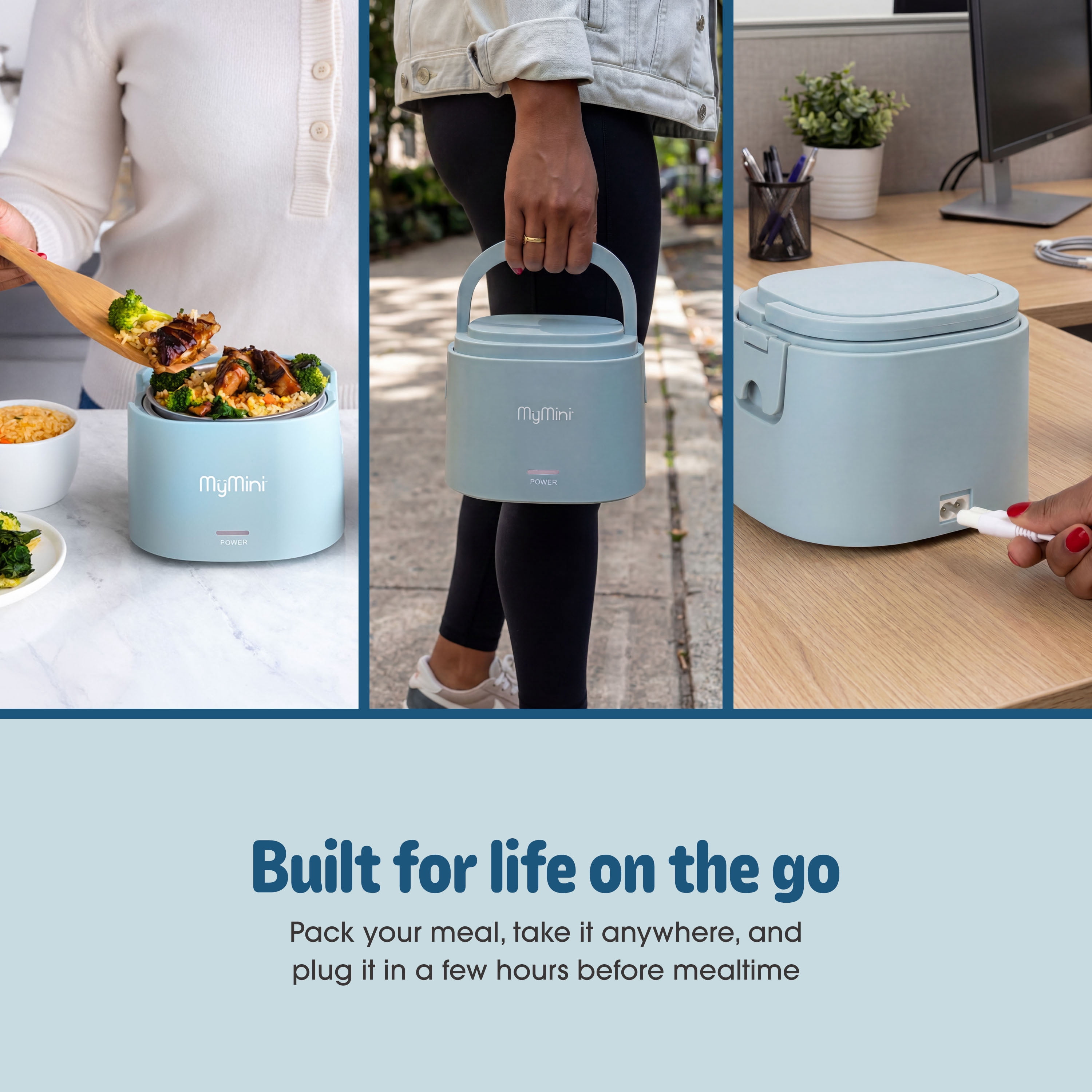 MyMini Portable Heated Lunchbox Slow Cooker for Meals, 2.5 Cups