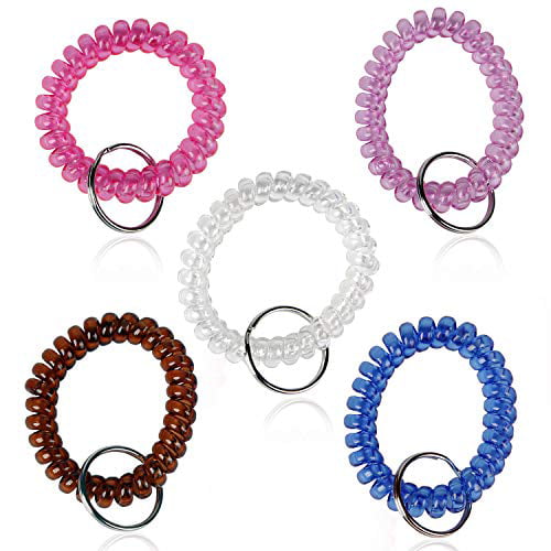 Hand Wrist Coil Spiral Stretchable Band Key Chain Ring 2 Pack 