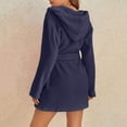 thumbnail image 6 of Robes for Women Hooded Lightweight Soft Short Flannel Bath Robe Navy 3XL, 6 of 6