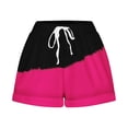 thumbnail image 4 of Women's Pants Womens Splicing Color Printed Casual Loose Pockets Lacing Drawstring Short Pants Hot Pink Xl, 4 of 5