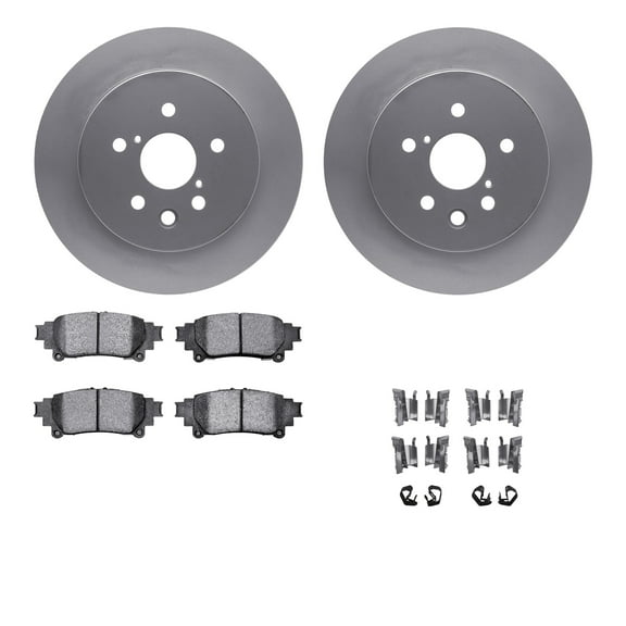 Dynamic Friction Company Rear Geospec Brake Rotors with 5000 Advanced Brake Pads includes Hardware 4512-75047