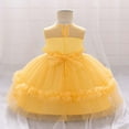 thumbnail image 4 of Bainana Infant Girls Dresses Flower Print Sleeveless Suspender Dress Elegant Fashion Girls Festival Dress Up Clothes 12-18 Months Yellow, 4 of 5