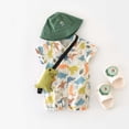 thumbnail image 2 of Nafuu Boys Romper Lapel Summer Short Sleeved Collared Shirt With Cartoon Dinosaur Print Clothing Outfit Newborn Onesies,Light Green,3-6 Months, 2 of 9