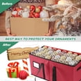 thumbnail image 5 of PayUSD Christmas Ornament Storage Box Stores up to 128 Holiday Ornaments Non-Woven Tear-Proof Christmas Ornament Storage Containers Xmas Ornament Organizer Storage Box, 3 inch Cube Compartments, Red, 5 of 7