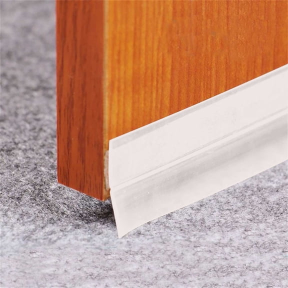 Seal Strip Transparent Windproof Silicone, 3.3/16/32.8FT Bar Door Insect Proof and Noise Prevention Sealing Strip, Weather Stripping Self-Adhesive Home Bottom Sweep Stopper, 1Pc(White,39x1.7")