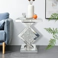 thumbnail image 5 of Crushed Diamond Mirrored End Table, Silver Side Accent Table, Small Mirrored Coffee Table for Living Room, Bedroom, 16"x16"x24", 5 of 7