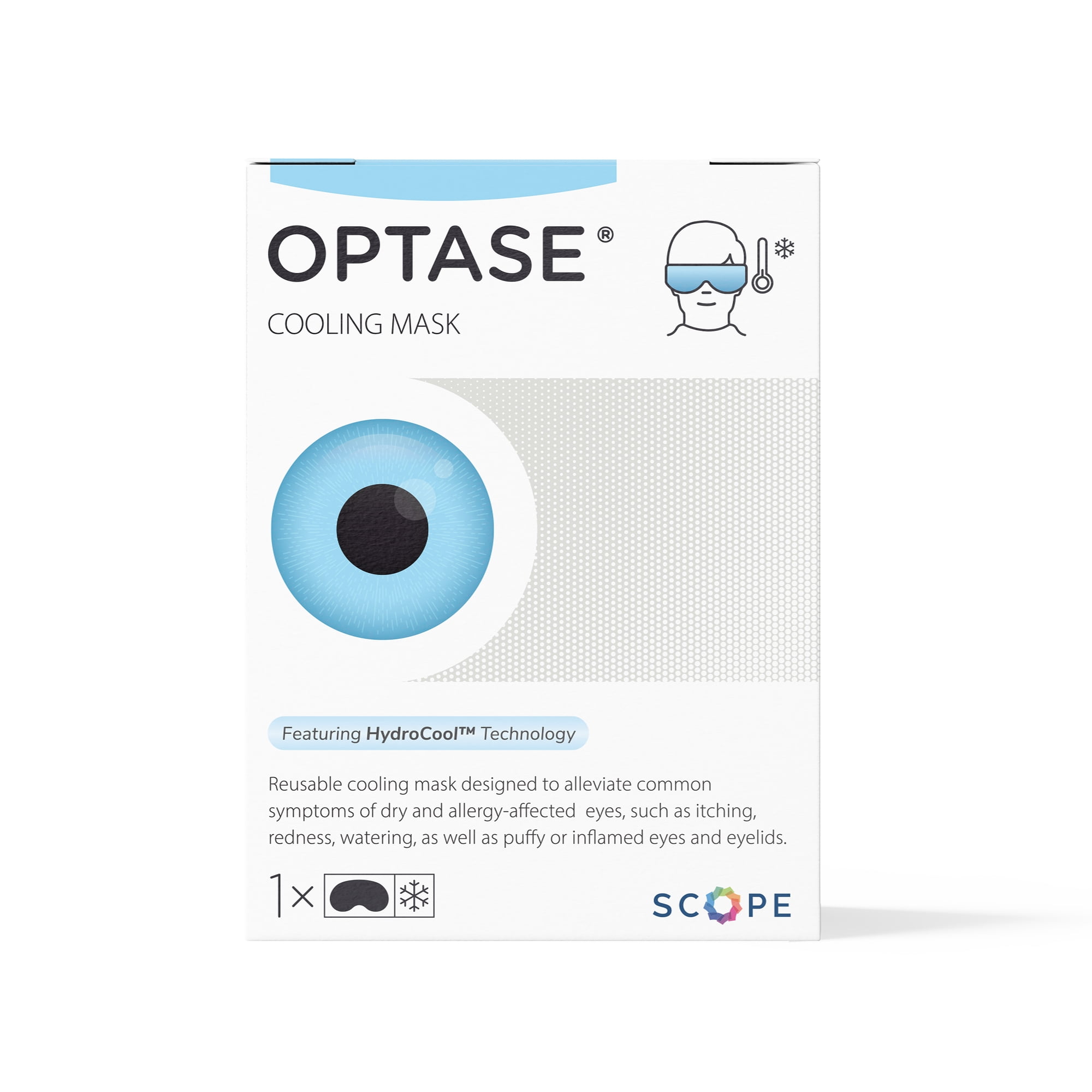 OPTASE Cooling Eye Mask - Reusable Cooling Mask Featuring HydroCool Tech Designed to Relieve Allergy Symptoms Such As Itchy, Red, Watery Eyes as Well as Puffy or Inflamed Eyes and Eyelids.