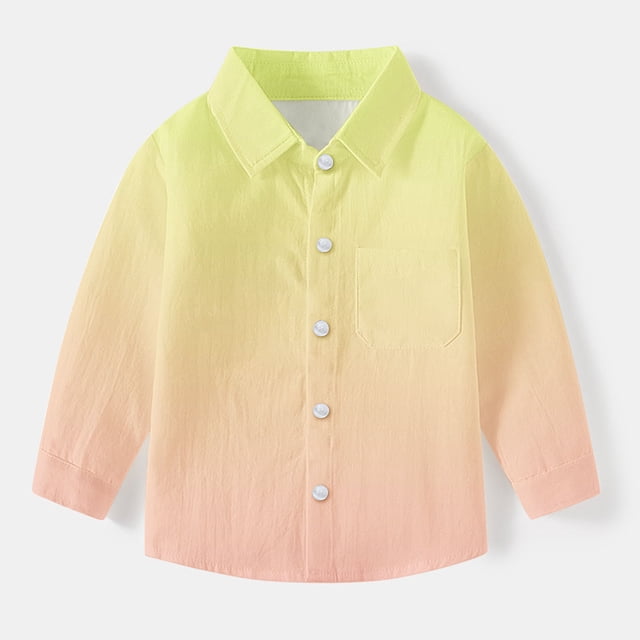 YUNAFFT Unisex Kids Uniform Shirt Gradual Color Pockets Long Sleeve Stretch Comfy 6M-8Y