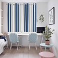 thumbnail image 5 of Navy Blue Grey Stripe Kitchen Curtains 63 Inch Length, Farmhouse Minimalist Striped Grommet Top Bedroom Living Room Curtains, Light Filtering Cafe Curtain Drapes 2 Panels Set 104''x63'', 5 of 9
