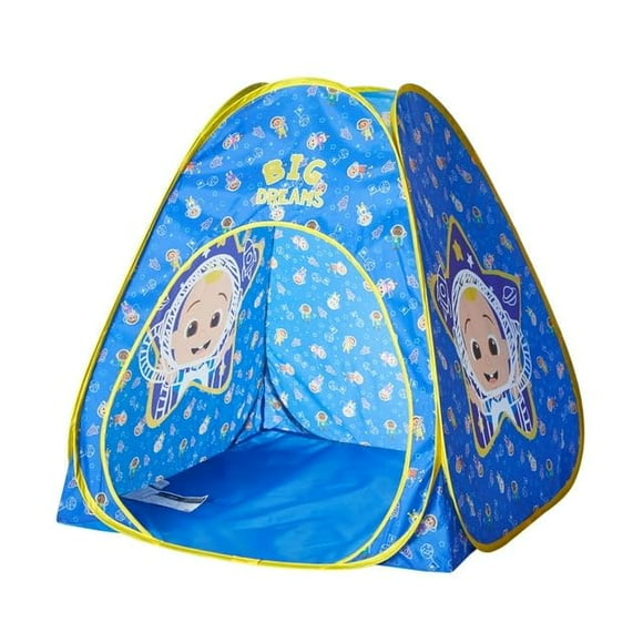 Cocomelon Ensemble de 3 Pcs avec Tente de Jeu Pop-Up, Oreiller et Lampe de Poche - Amusement Intérieur Extérieur pour Enfants