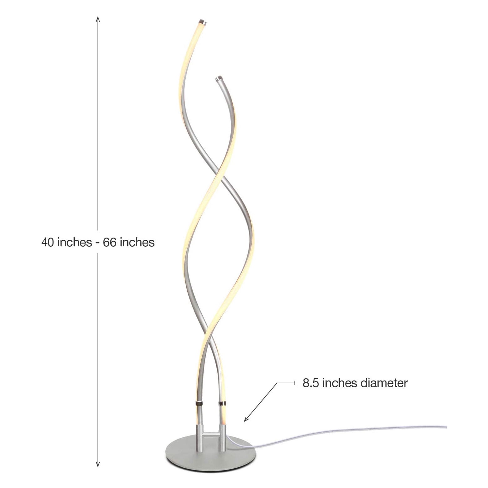 Brightech Embrace 60 in. Platinum Silver Industrial LED Super Bright Floor Lamp with Built-In 3-Way Dimmer Function