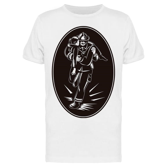 Firefighter Rescuing A Girl Tee Men's -Image by Shutterstock
