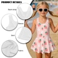 thumbnail image 6 of Xixirimido Pink Strawberry Floral Print Girls One Piece Swimsuits with Skirt Sleeveless Swim Dress Modest Skirted Swimwear with Built-in Shorts UPF 50+ Bathing Suit, 6-7 Years, 6 of 7