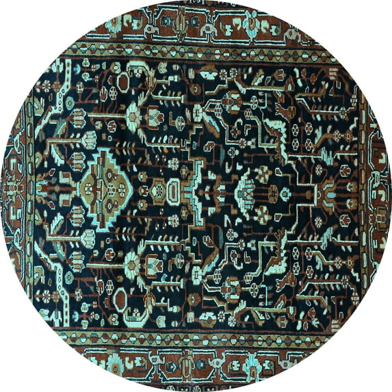 Ahgly Company Indoor Round Persian Light Blue Traditional Area Rugs, 8' Round