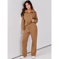 thumbnail image 2 of ORUYROP Women 2 Piece Outfits Sweatsuit Set 2023 Fall Oversized Half Zip Sweatshirt Wide Leg Sweatpant Lounge Set Tracksuit, 2 of 7
