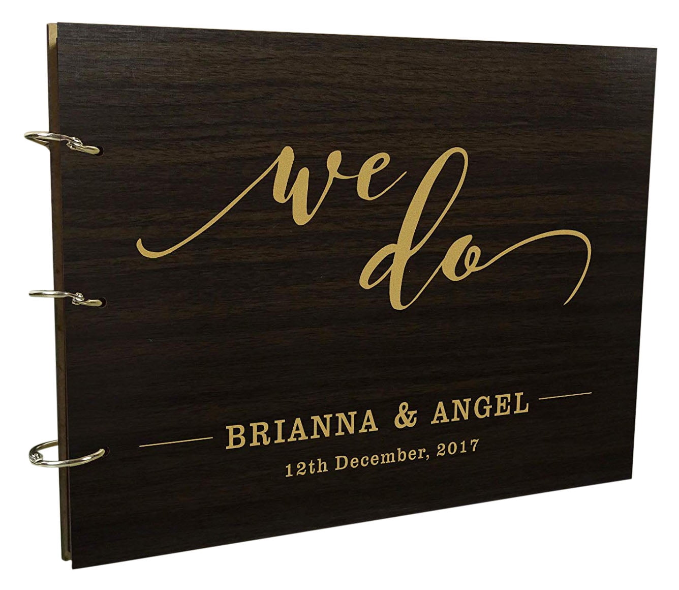 Personalized We Do Guest Book Rustic Wedding Wood Wooden Engraved Scrapbook