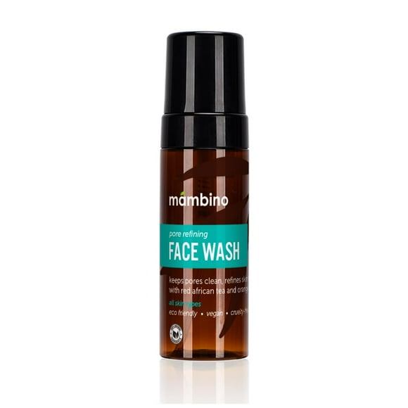 Mambino Organics Limpiador espumoso refinador de poros y lavado facial Té rojo africano + naranja 5.5 onzas líquidas