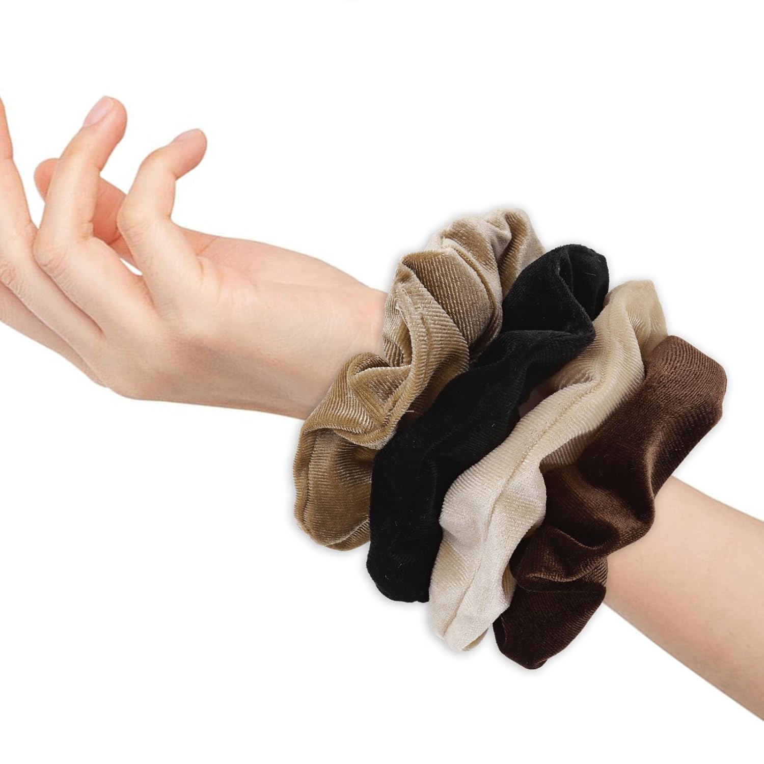 8Pcs Velvet Hair Scrunchies - Elastic Thick Bands in 8 Solid Colors for Women and Girls