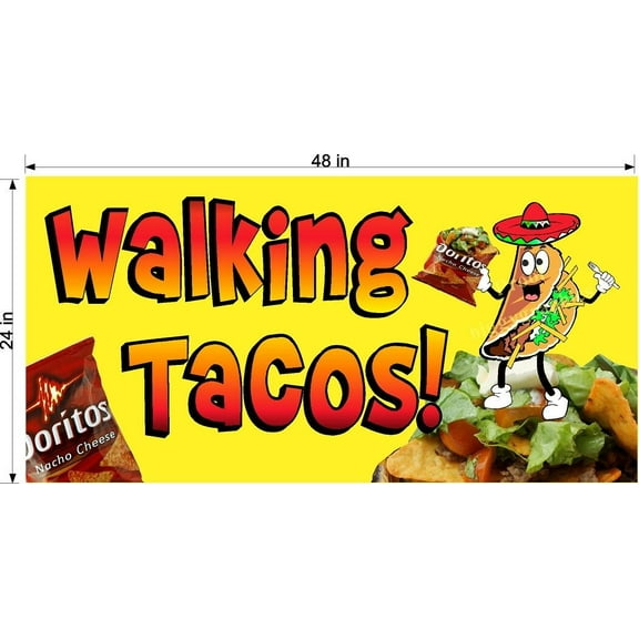 WALKING TACOS TACO IN A BAG VINYL HORIZONTAL BANNERS (CHOOSE A SIZE) DORITOS