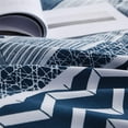 thumbnail image 3 of 3 Pcs King Boho Duvet Cover, Soft Mircrofiber White Geometric Pattern Printed on Blue Bohemian Comforter Cover Bedding Set, 3 of 5