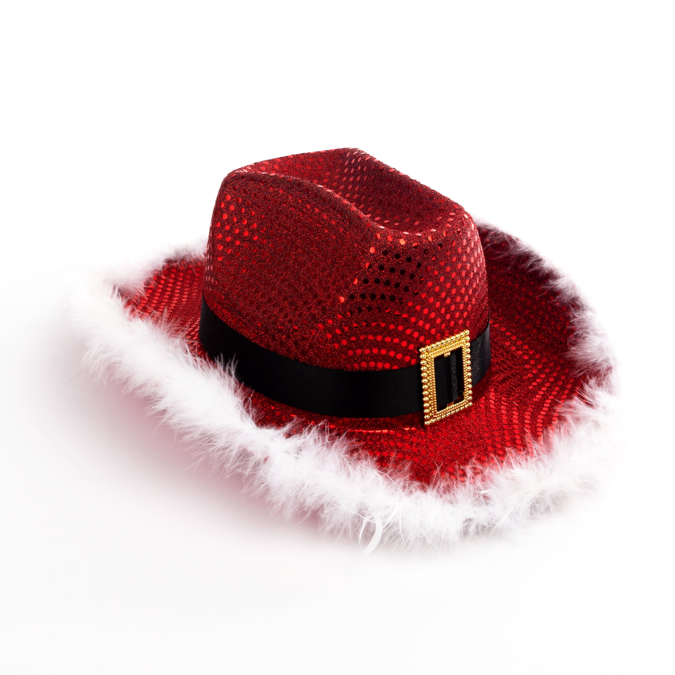 Holiday Time Red Sparkle Santa Cowboy Hat