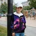 thumbnail image 5 of Chaqlin Purple Horse Fluffy Hooded Jacket for Boys and Girls - kid Fuzzy Sweatshirts Trendy Fall Zip Up with Pockets for Outdoor and Gym, 5 of 7