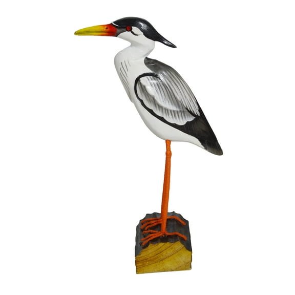 HAND CARVED PAINTED WOOD CARVING HERON BIRD DECOY VINTAGE STYLE Wood Replica Life-Like Figurine