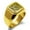 Gold, variant on Stainless Steel Letter V Initial Floral Box Monogram Engraved Engraved Square Flat Top Biker Style Polished Signet Ring
