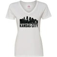 thumbnail image 3 of Inktastic Kansas City Skyline Grunge Women's V-Neck T-Shirt, 3 of 5