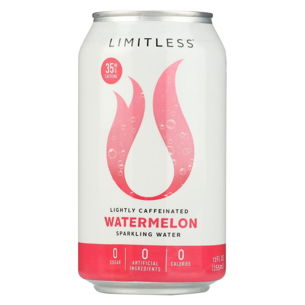 LIMITLESS Lightly Caffeinated Sparkling Water, Watermelon, 12 Fl Oz, 8