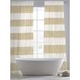 thumbnail image 6 of Cream Striped Semi Sheer Curtains 108 Inch Length 2 Panels Set, Farmhouse Vintage Brown Stripes Sheer Kitchen Curtain Privacy Voile Window Curtain for Living Room Bedroom Rod Pocket Drapes, 6 of 7