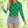thumbnail image 2 of Kcolen St Patrick Day Shirts Funny Shamrock Irish St. Patrick S Day T Shirts for Women Plus Size Cotton Long Sleeve Blouses Women Clothes for Womens,Green, 2 of 5