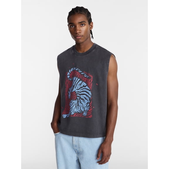 No Boundaries Boxy Fit Heavyweight Graphic Muscle Tank Top, Men's XS-5XL