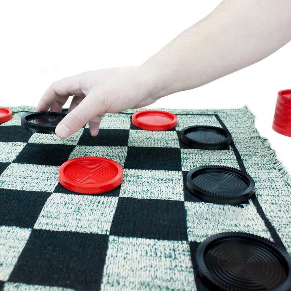 Ruiboury Giant Checkers Set Washable Game Board Chessboard With 24 Chess Checkers Wear Resistant Blanket Indoor Games For Adults Kids