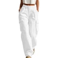 thumbnail image 2 of Elvqul Cargo Pants for Women with Multi Pockets, High Waisted Straight Leg Pants Elastic Waist Button Zip Quick Dry Casual Baggy Relaxed Fit Athletic Pants for Hiking Climbing, 2 of 7