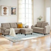 Pingliang Home Sectional Sofa with Storage Ottoman and Loveseat, 3 Seat L Shaped Couch with Side Pockets and 2 Seat Small Sofa,Living Room Furniture Set for Home Apartment Office Studio