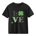 thumbnail image 2 of St. Patrick's Day Shirt for Girls Love Shamrock Graphic Tee 100% Cotton Short Sleeve Black Kids & Big Kids Sizes 3-10,Size 3 T, 2 of 9