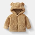 thumbnail image 5 of JUMEYU Baby Girl Outerwear Baby Girls Fuzzy Plush Hooded Jacket Sherpa Zip-Up Front Toddler Coat 12 18 Months (Yellow,12-18 Months), 5 of 5