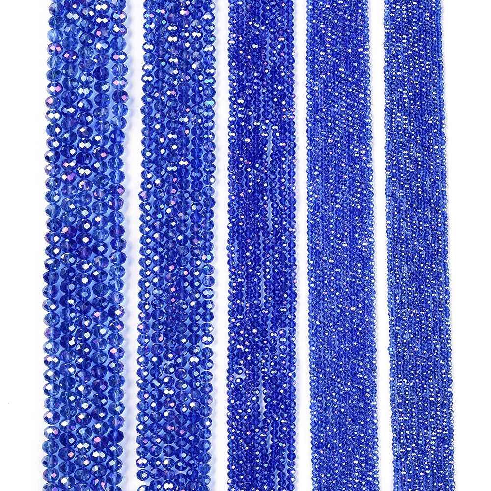 Electroplate Glass Beads Strands AB Color Plated Faceted Rondelle Blue 8x6mm Hole: 1mm about 64~65pcs/strand 15.75~16.14 inch(40~41cm)