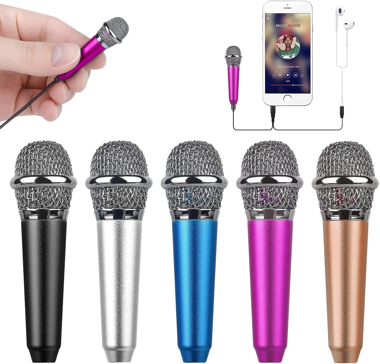 XGPA Mini Microphone Portable Vocal/Instrument Microphone For Mobile phone laptop Notebook Apple iPhone Samsung Android With Holder Clip Silver