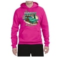 thumbnail image 2 of Wild Bobby, 1946 Vintage Ford Woody Chasing Waves Cars and Trucks Unisex Graphic Hoodie Sweatshirt, Fuschia, Small, 2 of 3