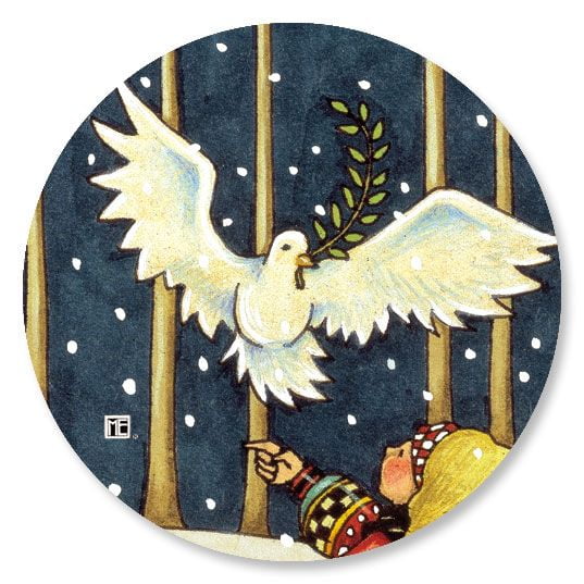 Peace Dove Christmas Envelope Seals by Mary Engelbreit - Set of 72 Holiday Stickers