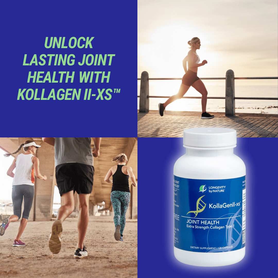 Longevity by Nature, KollaGen II-xs Collagen Type II, Hyaluronic Acid Supplements, 120 Capsules