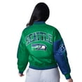 thumbnail image 2 of Women's Starter  College Navy/Neon Green Seattle Seahawks Zone Blitz Cropped Full-Snap Satin Jacket, 2 of 2