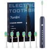 7AM2M Sonic Electric Toothbrush for Adults and Kids, One Charge for 90 Days, with 6 Brush Heads, 5 Modes with 2 Minutes Build in Smart Timer, Roman Column Handle Design,Navy Blue