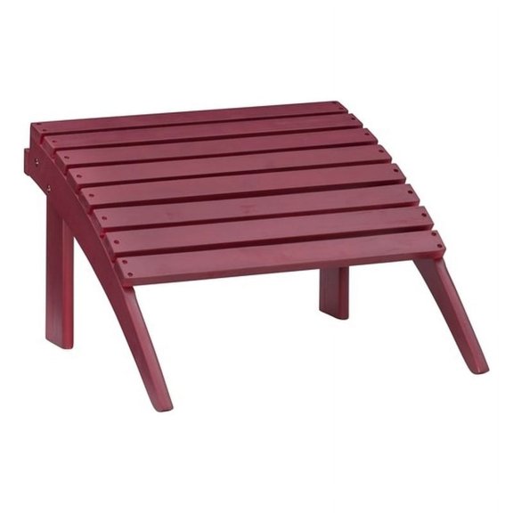 Hawthorne Collections Transitional Solid Wood Outdoor Ottoman in Red