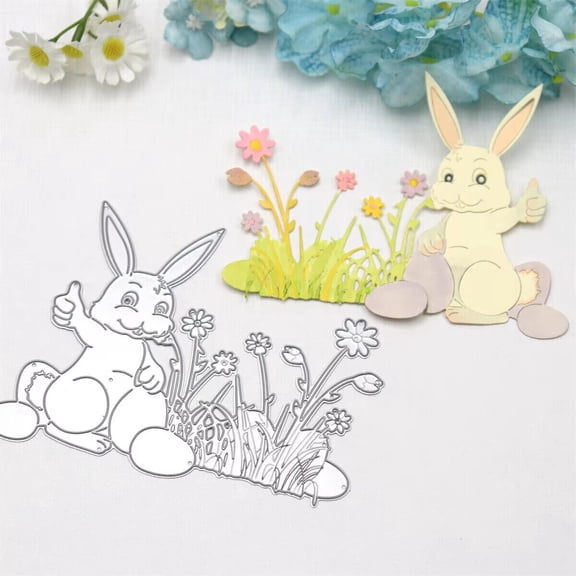 Die Cuts for Card Making, Ouginx Easter Rabbit Eggs Flower Metal Cutting Dies DIY Die Cutters Die Stencils for Scrapbooking, Embossing & More