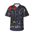 thumbnail image 1 of Fotbe 2025 New Year 2 Camisa Hawaiana para Hombre Unisex – Camisa Casual de Verano con Botones de Manga Corta de Algodón y Lino,Medium, 1 of 7